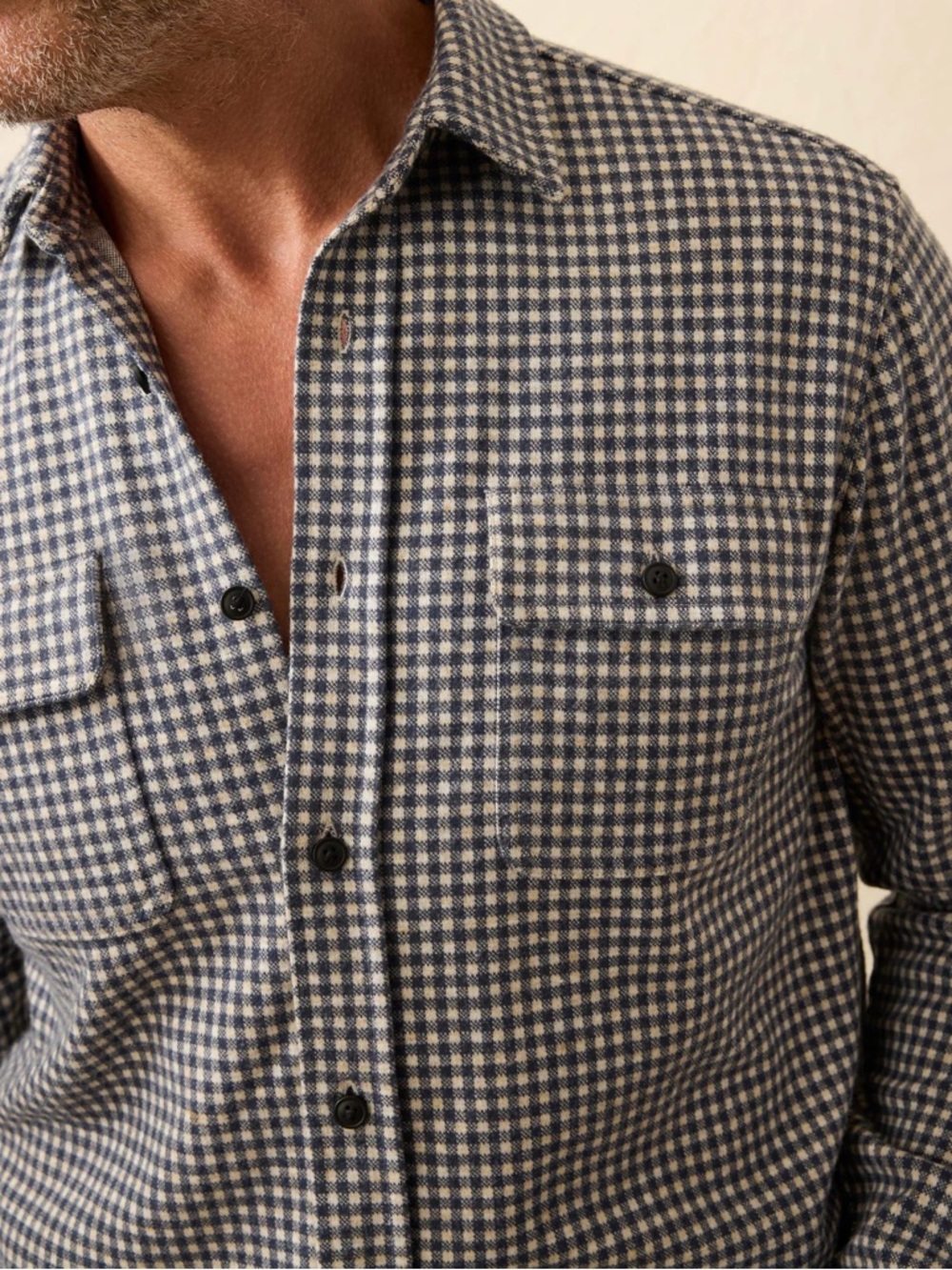 Faherty Men’s Legend™ Sweater Shirt - Encinitas Gingham Navy/White Size M